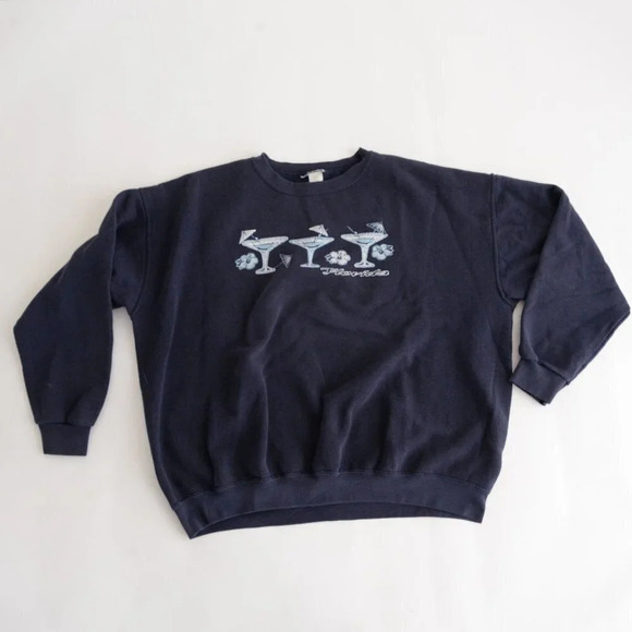 Vintage Florida Three Umbrella  Drink Crew Neck - Navy XL - Picture 8 of 8
